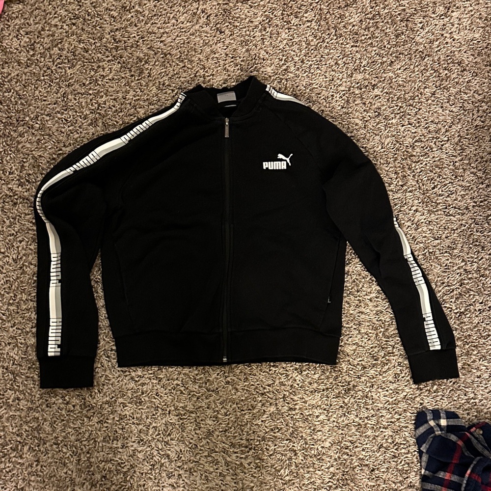 Puma Black Kids Jacket with White Accents